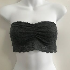 Dark gray lace bandeau style bralette